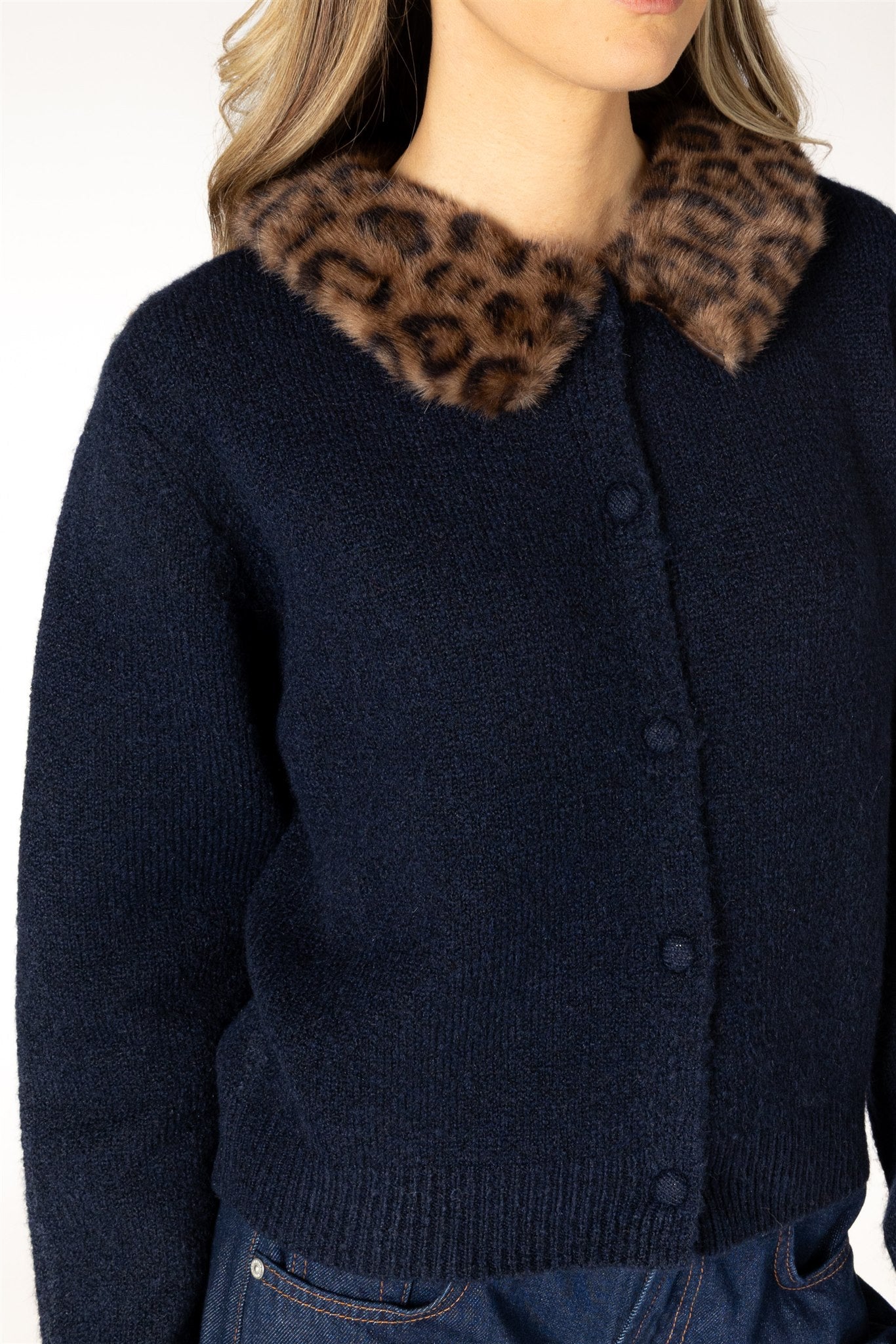 LYLA & LUXE - AURORA NOVELTY FUR COLLAR CARDI