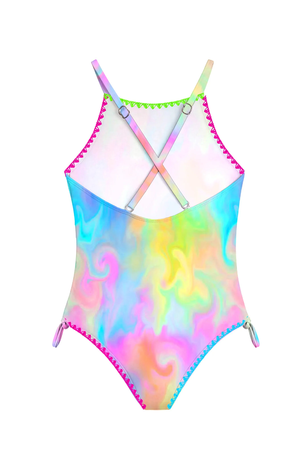 LIMEAPPLE -Azura Marble Printed One Piece Swimsuit with Embroidered Trim