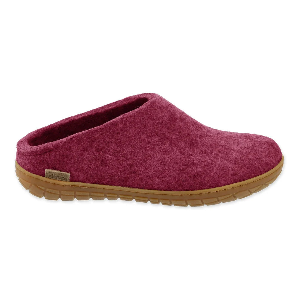 GLERUPS - OPEN HEEL SLIPPER WITH RUBBER SOLE