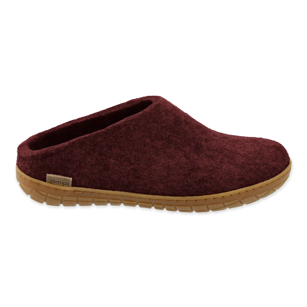 GLERUPS - OPEN HEEL SLIPPER WITH RUBBER SOLE