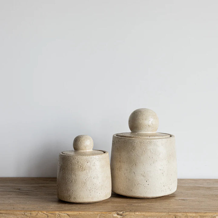PINE - CANISTER LG CEMENT TRAVERTINE