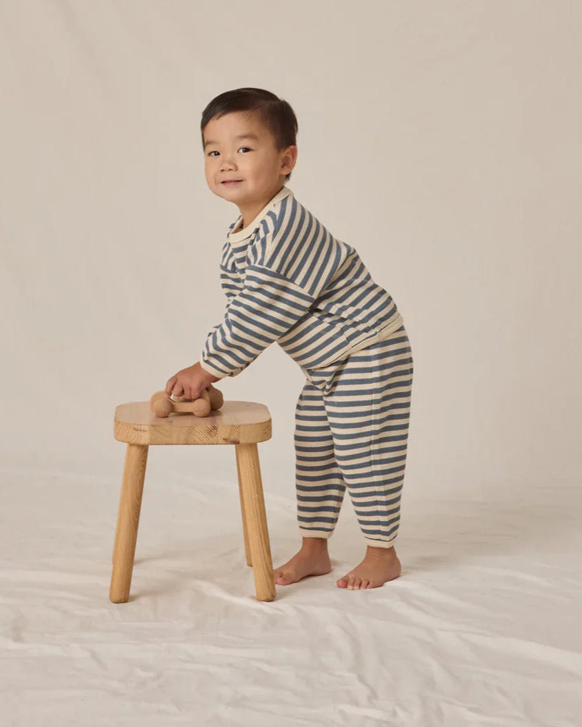 RYLEE + CRU - KIDS  Waffle Slouch Set Ocean Stripe