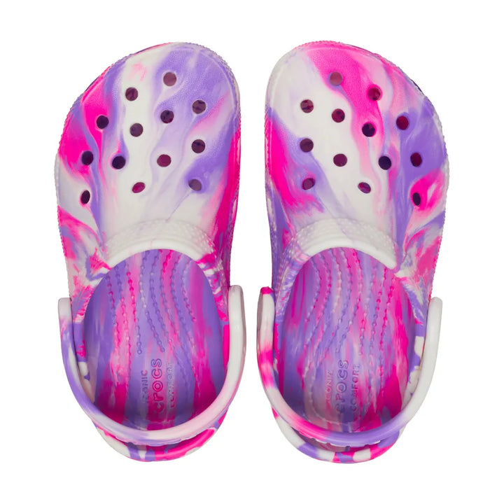 CROCS- LITTLE KIDS CLASSIC GLOW-IN-THE-DARK MARBLED CLOG