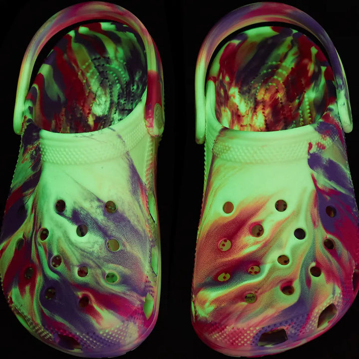 CROCS- LITTLE KIDS CLASSIC GLOW-IN-THE-DARK MARBLED CLOG
