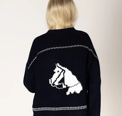 LYLA & LUXE - HOWDY FAIR ISLE HORSE PRINT OPEN CARDI