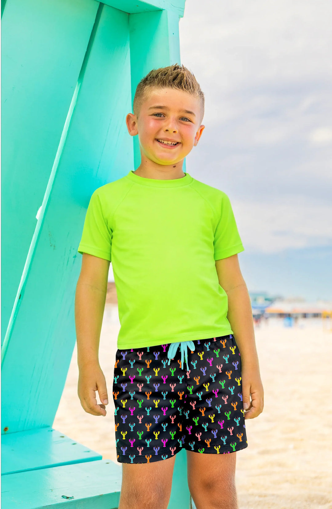 LIMEAPPLE -Dylan Boys Multicolour Lobster Print Board Shorts