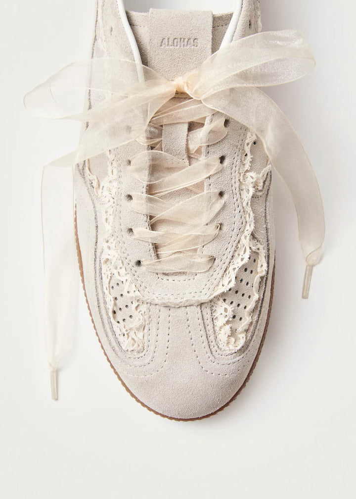 ALOHAS - WOMEN'S CROCHET CREAM LEATHER SNEAKER