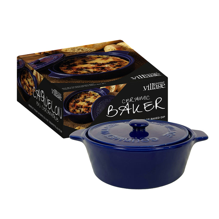 GOURMET DU VILLAGE- NAVY BLUE CERAMIC DIP BAKER