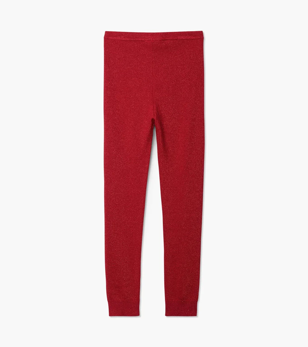 HATLEY - KIDS RED SHIMMER KNIT LEGGINGS
