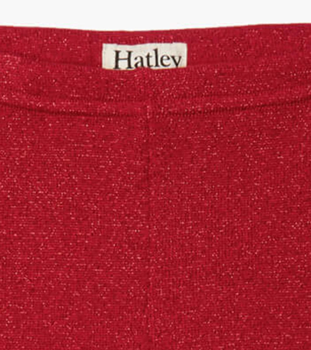 HATLEY - KIDS RED SHIMMER KNIT LEGGINGS