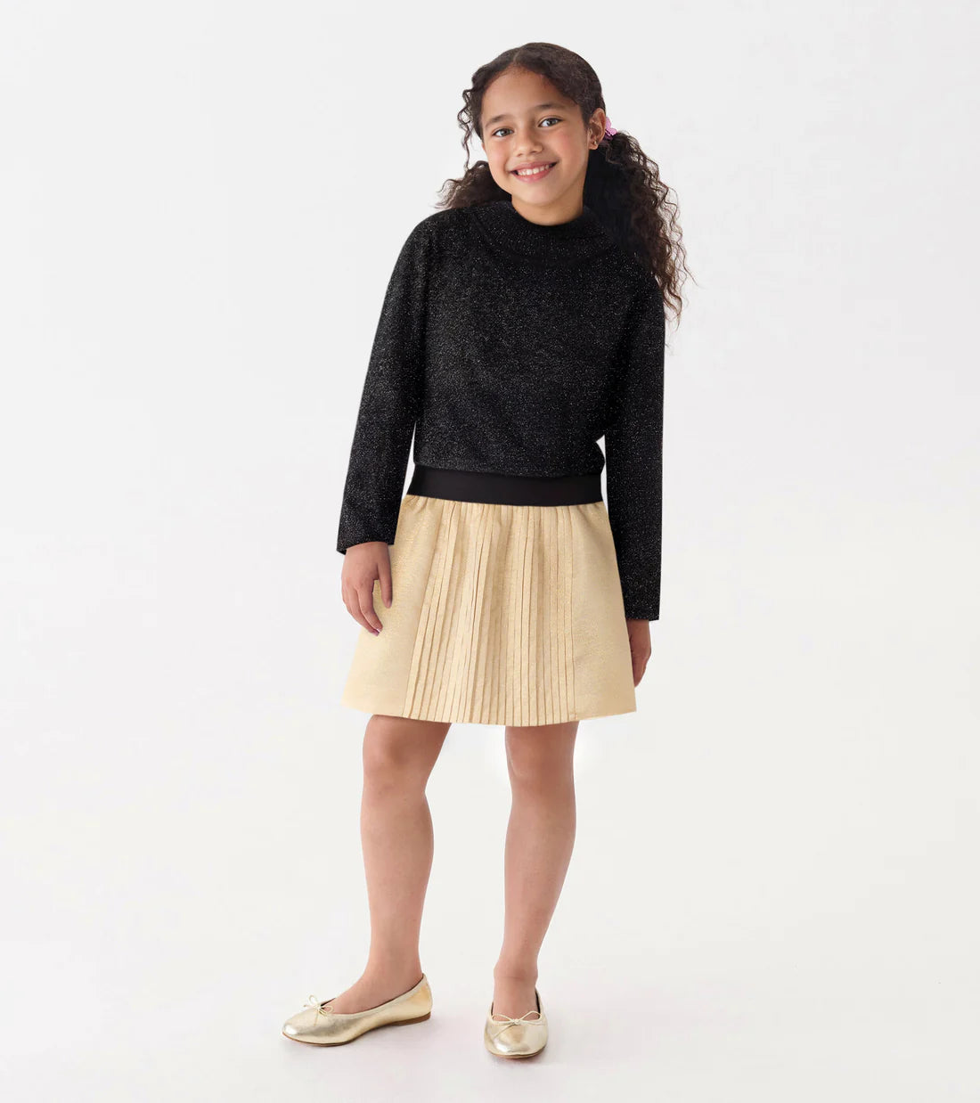 HATLEY - KIDS GOLD PLEATED SKIRT