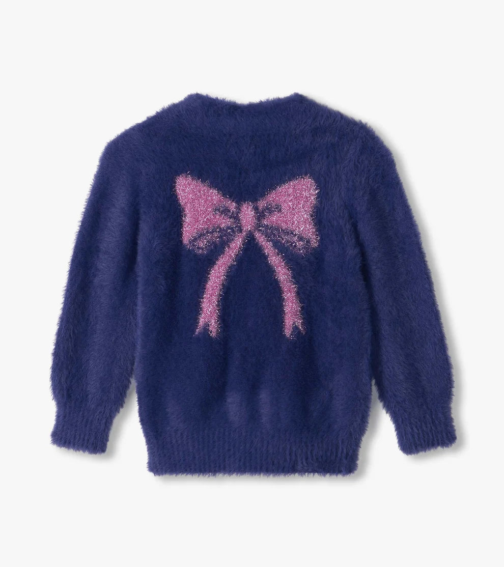 HATLEY - GIRLS PINK BOW FUZZY CARDIGAN