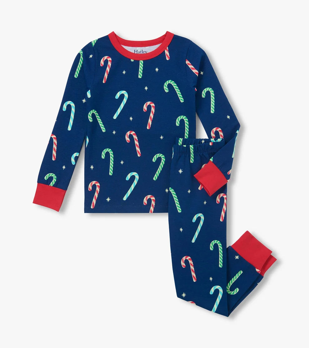 HATLEY - BOYS BLUE CANDY CANES PJ SET