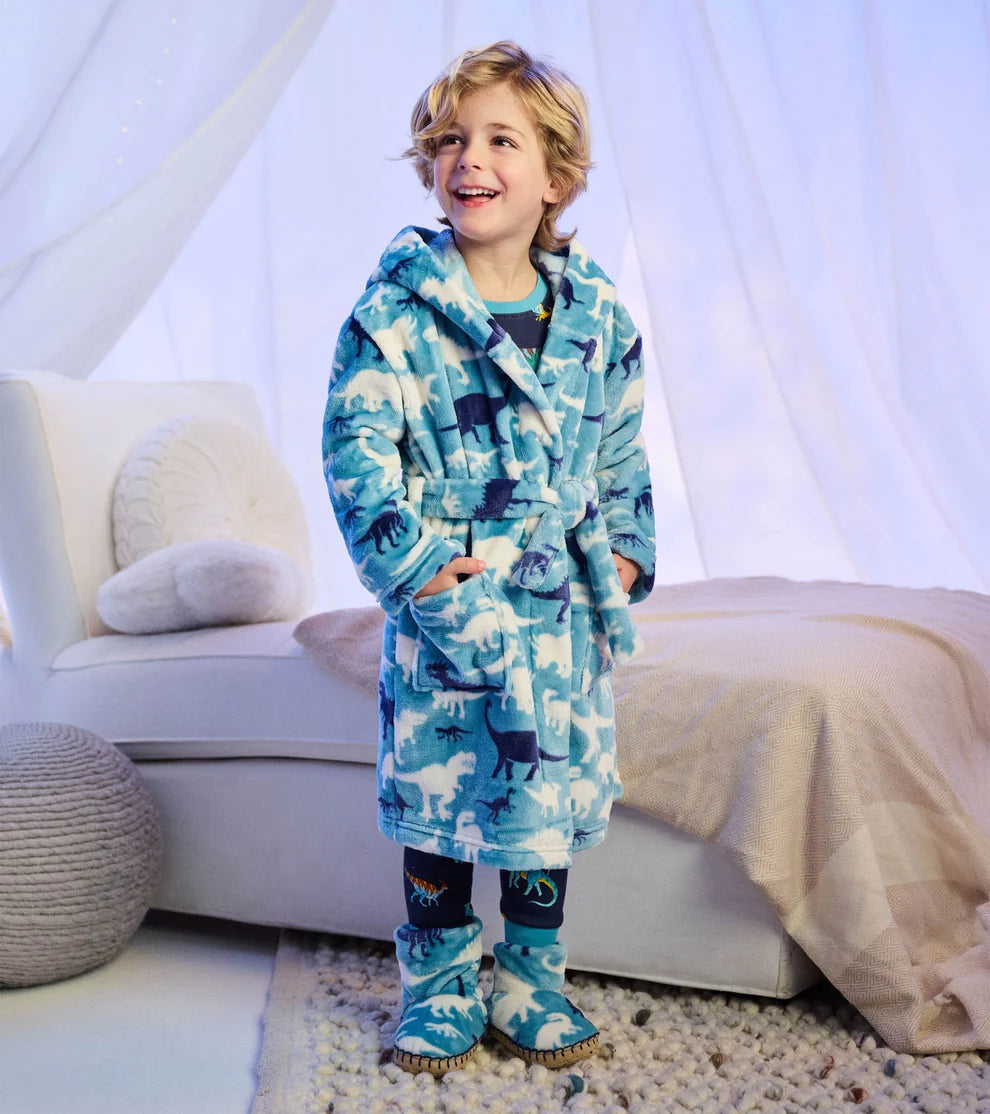 HATLEY - KIDS DINO SILHOUETTE FLEECE SLIPPERS