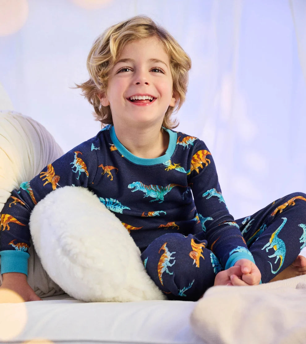 HATLEY - KIDS COLOURFUL DINOS COTTON RIB PAJAMA SET