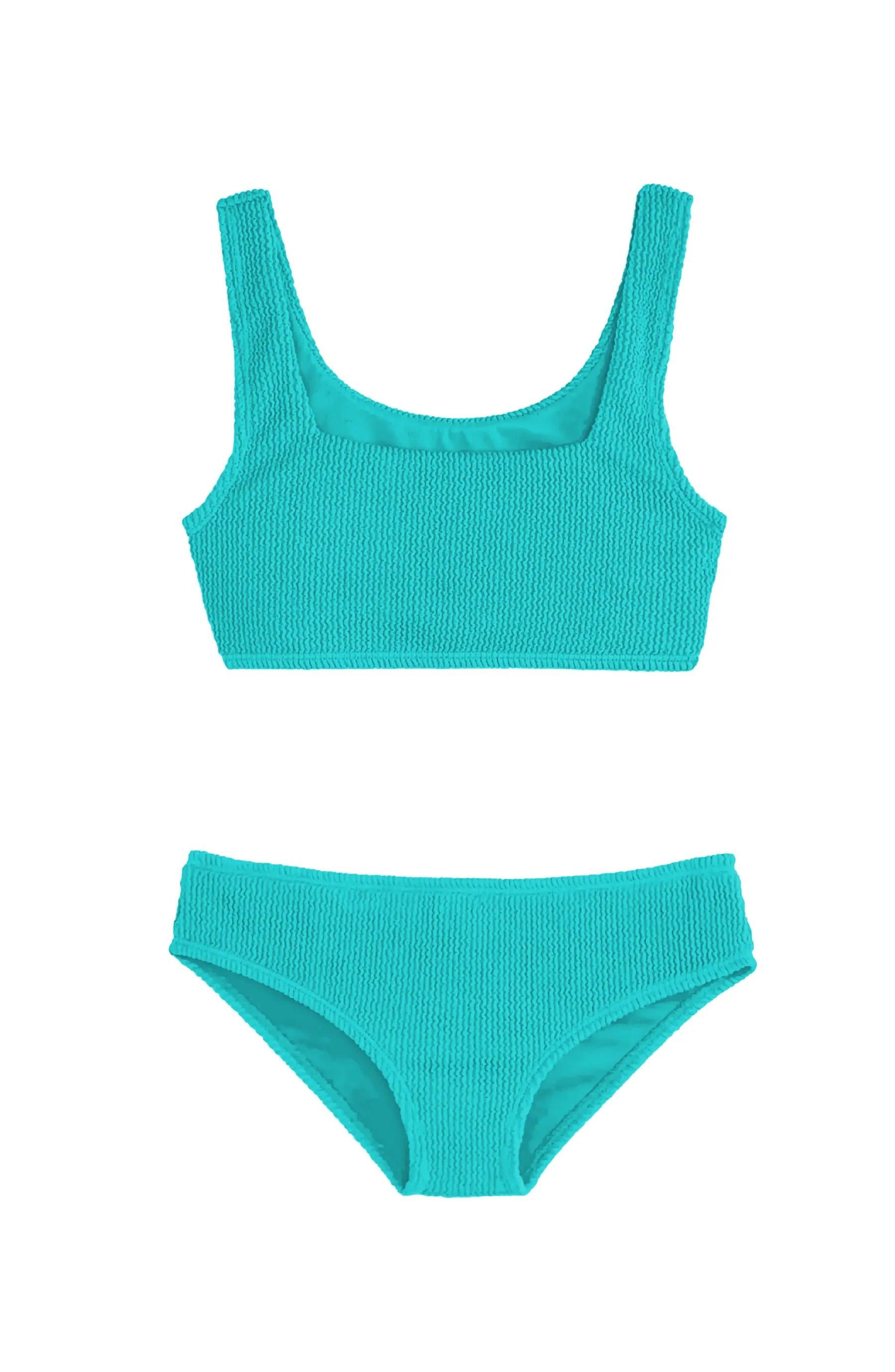 LIMEAPPLE -Fay Crinkle Tankini Two Piece Swimsuit - Turquoise