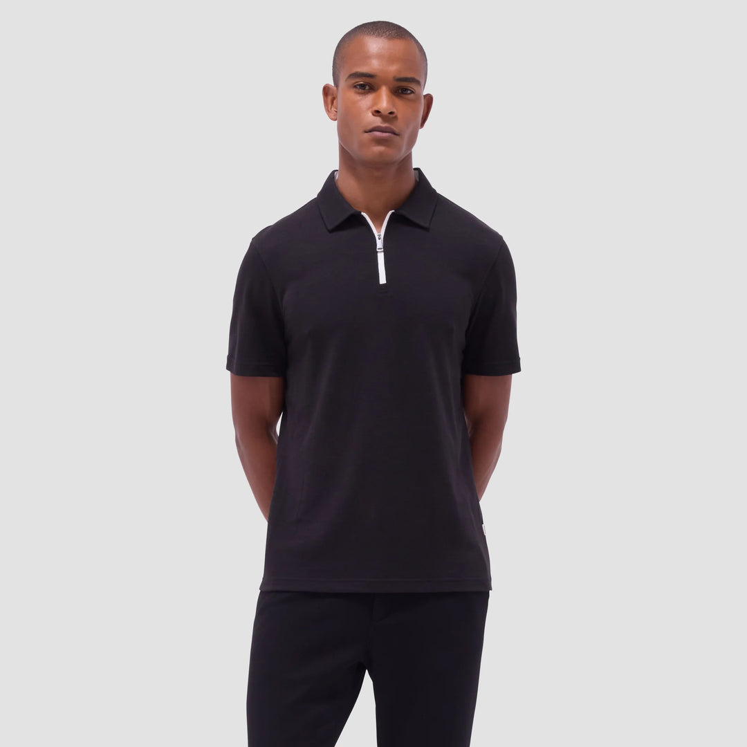 BUGATCHI- Men's Performance Heather Quarter-Zip Polo Shirt