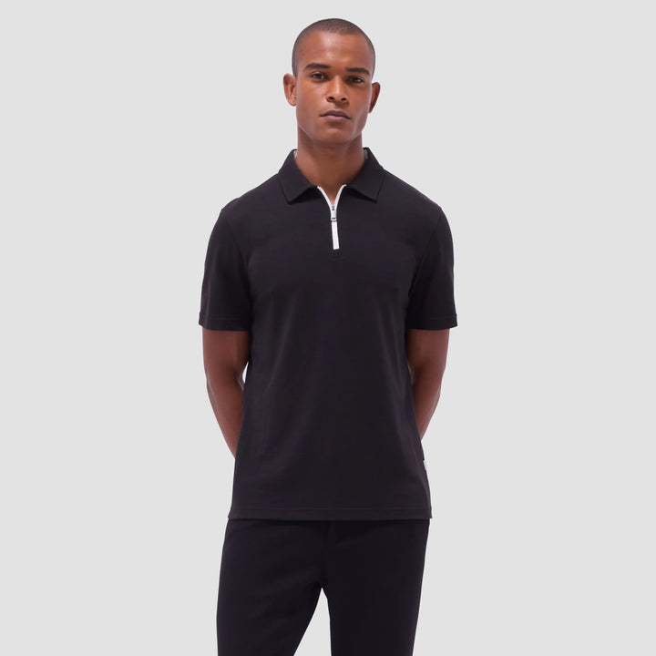 BUGATCHI- Men's Performance Heather Quarter-Zip Polo Shirt