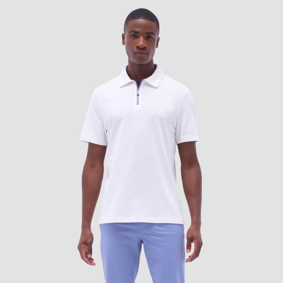 BUGATCHI- Men's Performance Heather Quarter-Zip Polo Shirt