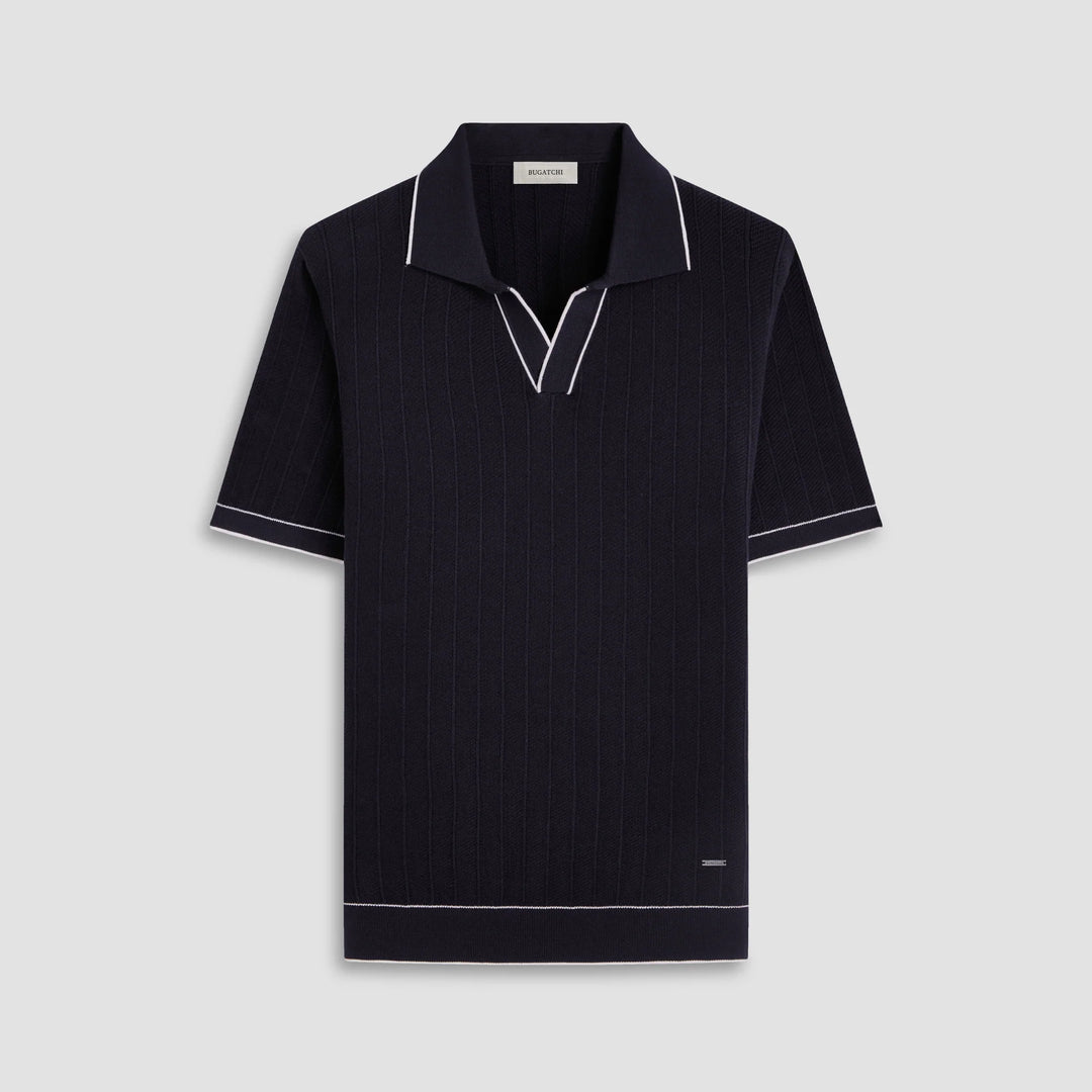 BUGATCHI- Men's Wide Rib Short Sleeve Johnny Sweater