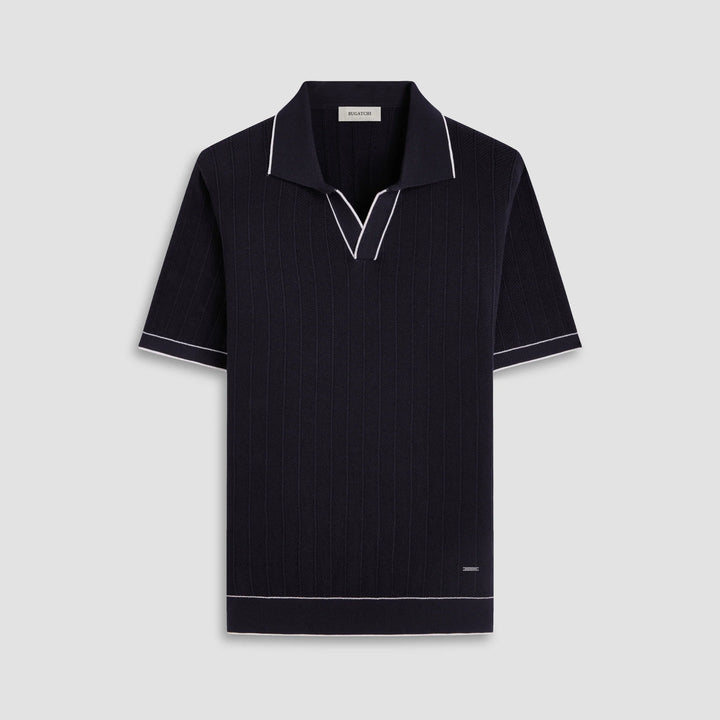 BUGATCHI- Men's Wide Rib Short Sleeve Johnny Sweater