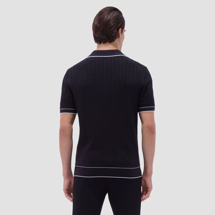 BUGATCHI- Men's Wide Rib Short Sleeve Johnny Sweater