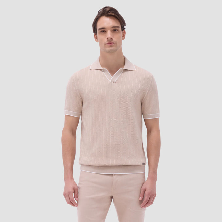BUGATCHI- Men's Wide Rib Short Sleeve Johnny Sweater