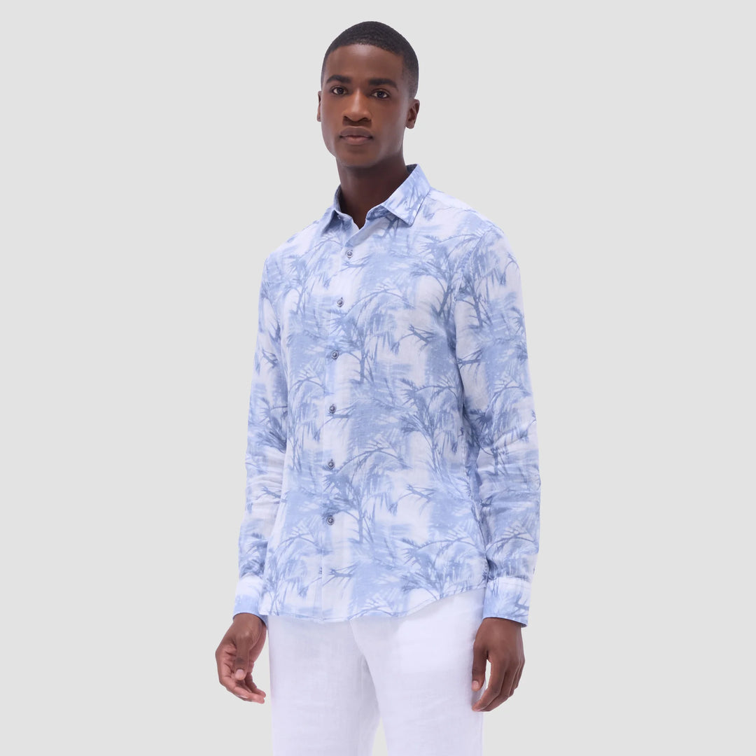 BUGATCHI- Men's Julian Palm Tree Shirt Bigley Shoes and Clothing BUGATCHI- Men's Julian Palm Tree Shirt Bigley Shoes and Clothing