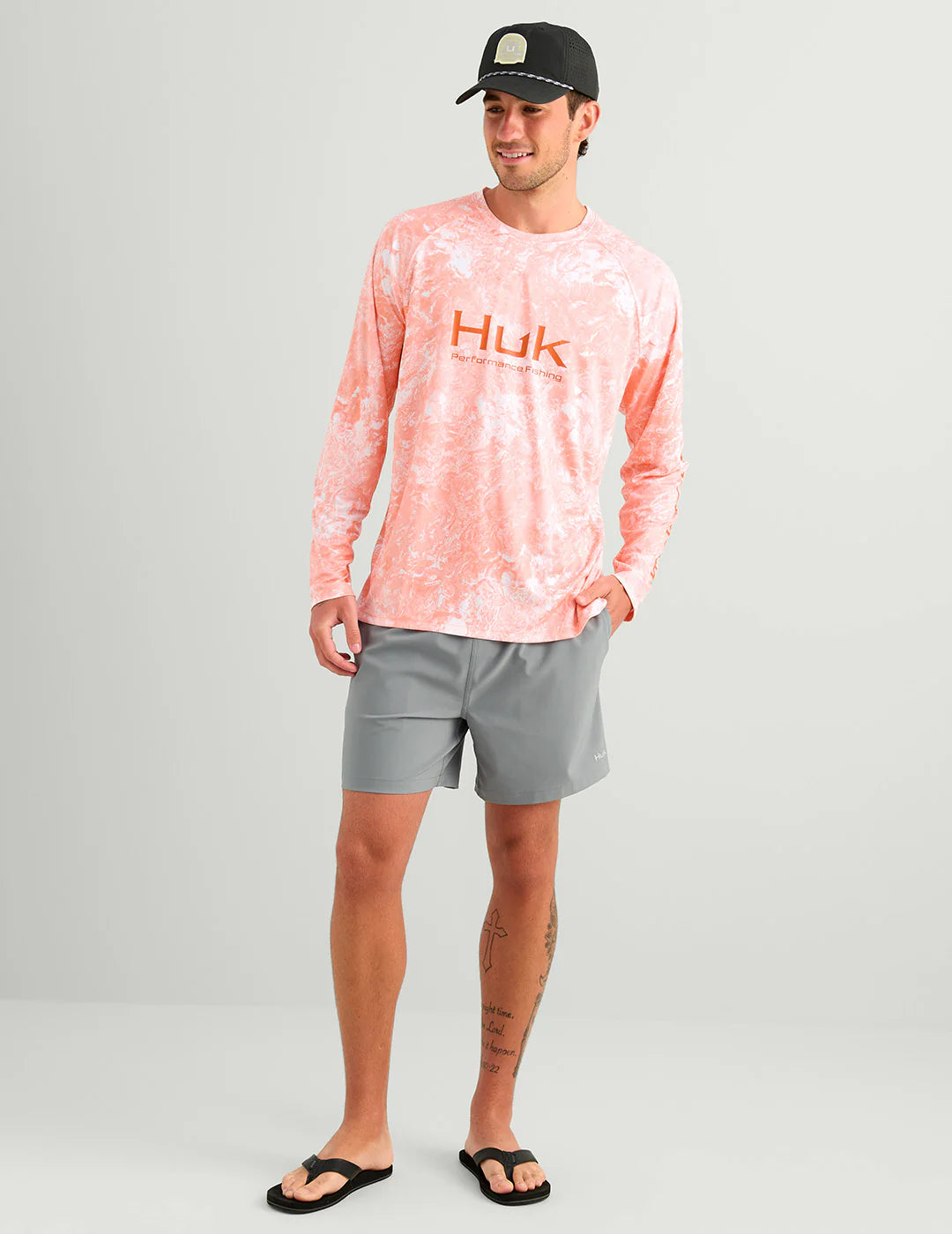 HUK - MEN'S PURSUIT MOSSY OAK PRINTED LS CREW