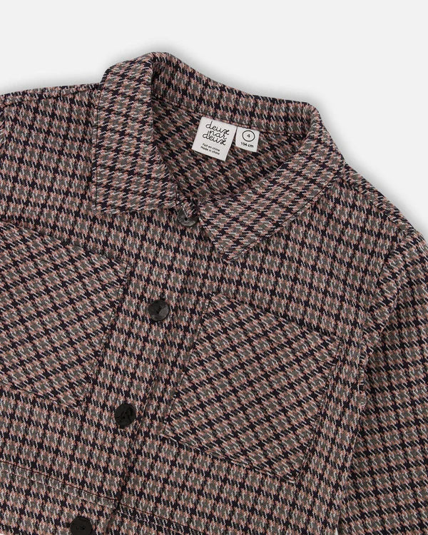 DEUX PAR DEUX- KIDS' JACQUARD HOUNDSTOOTH PATTERN KNIIT JACKET