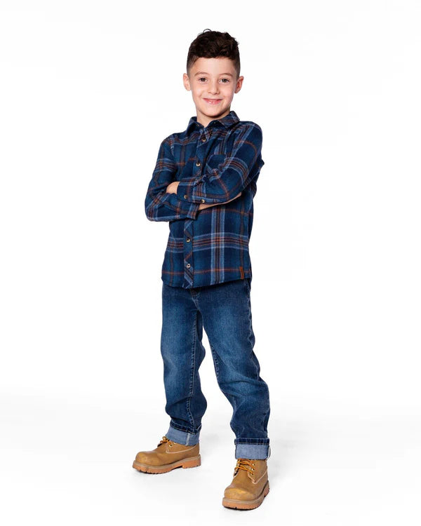 Deux Par Deux - Long Sleeve Kids Flannel Shirt #H20U13