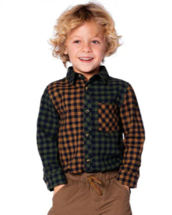 Deux Par - Long Sleeve Kids Flannel Shirt #H20U13