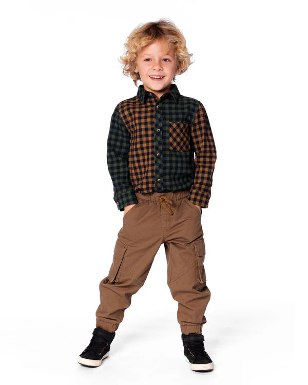 Deux Par Deux - Long Sleeve Kids Flannel Shirt #H20U13
