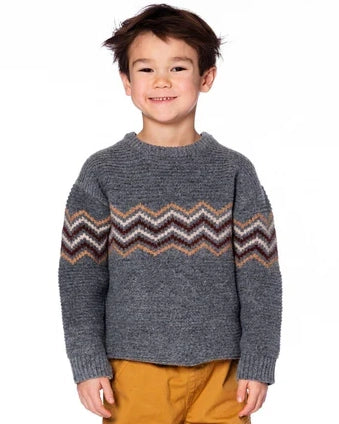 DEUX PAR DEUX- DARK HEATHER GRAY KNIT SWEATER