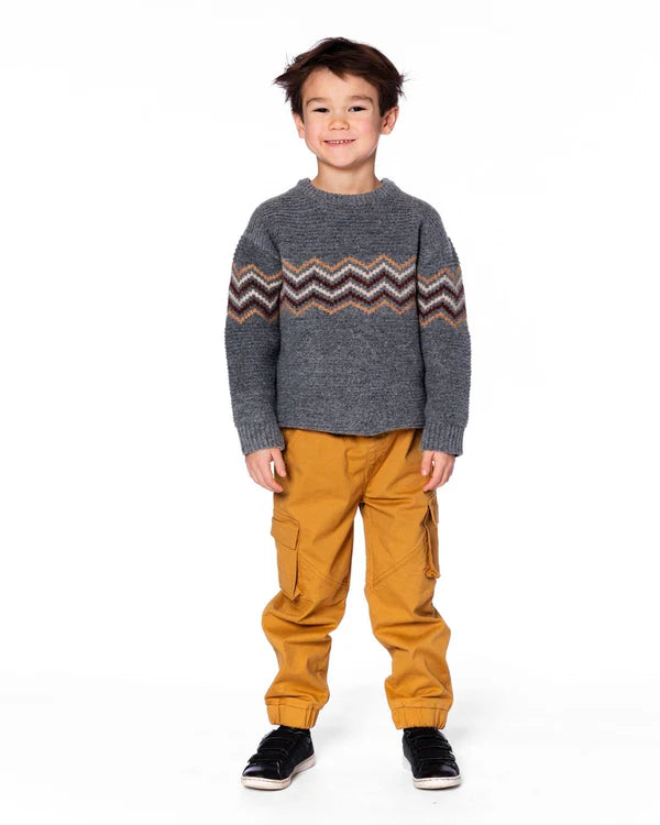 DEUX PAR DEUX- KIDS' DARK HEATHER GRAY KNIT SWEATER