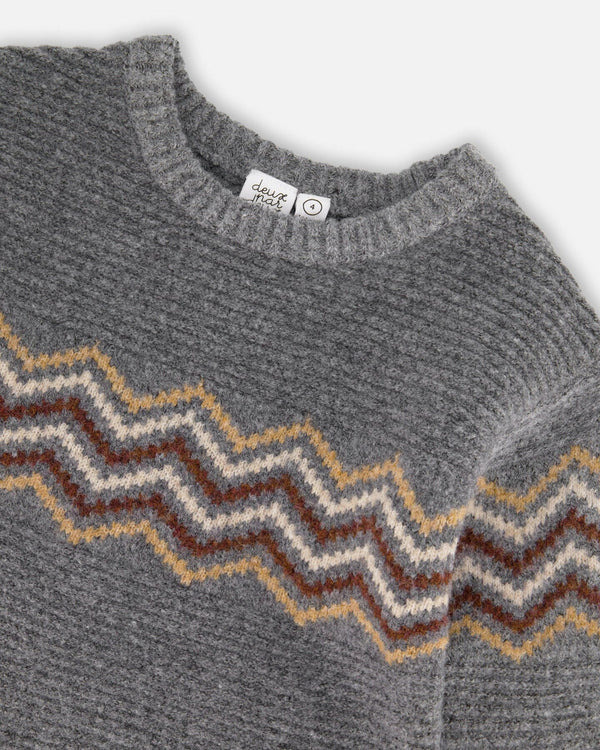 DEUX PAR DEUX- KIDS' DARK HEATHER GRAY KNIT SWEATER