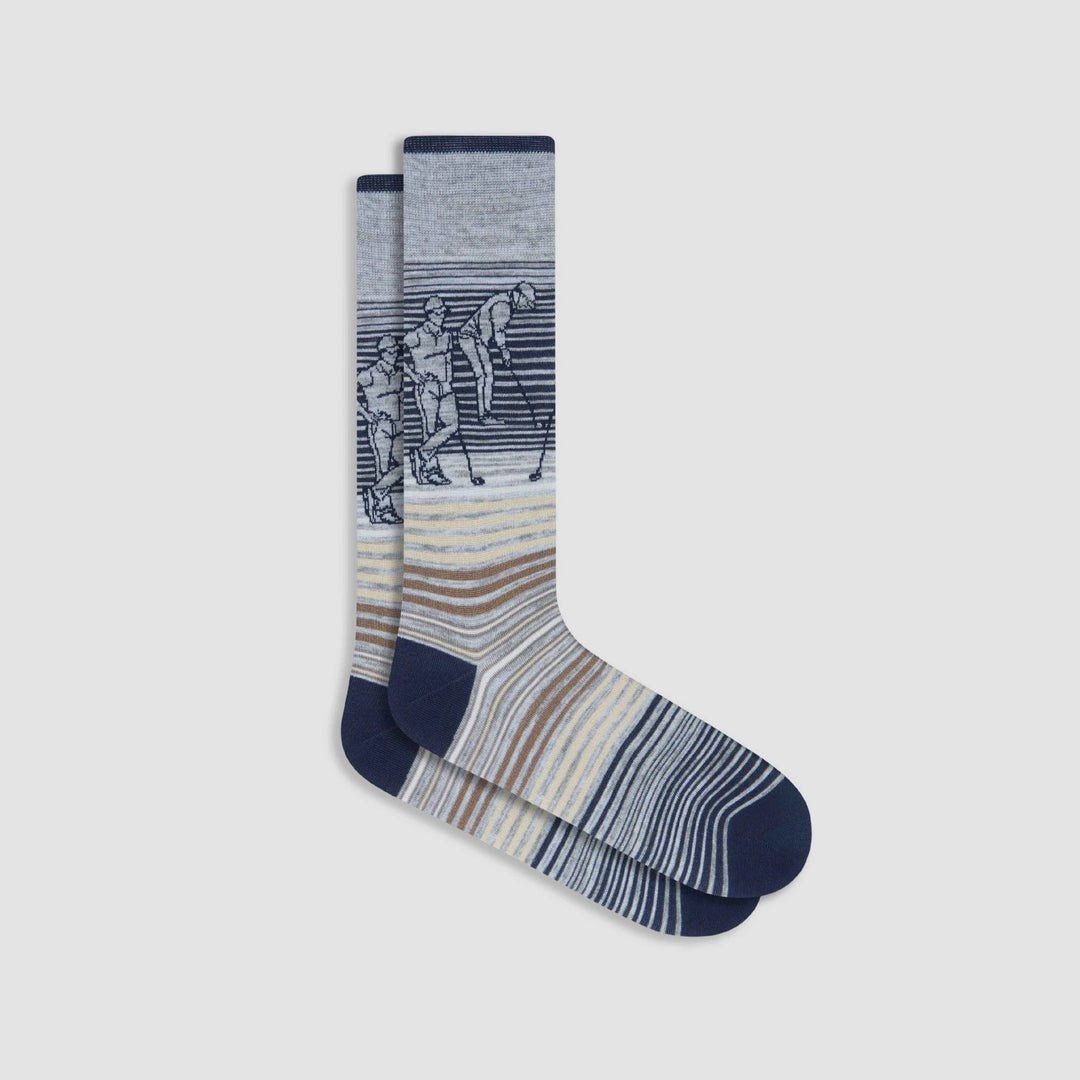 BUGATACHI - MENS Golfer Striped Mid-Calf Socks