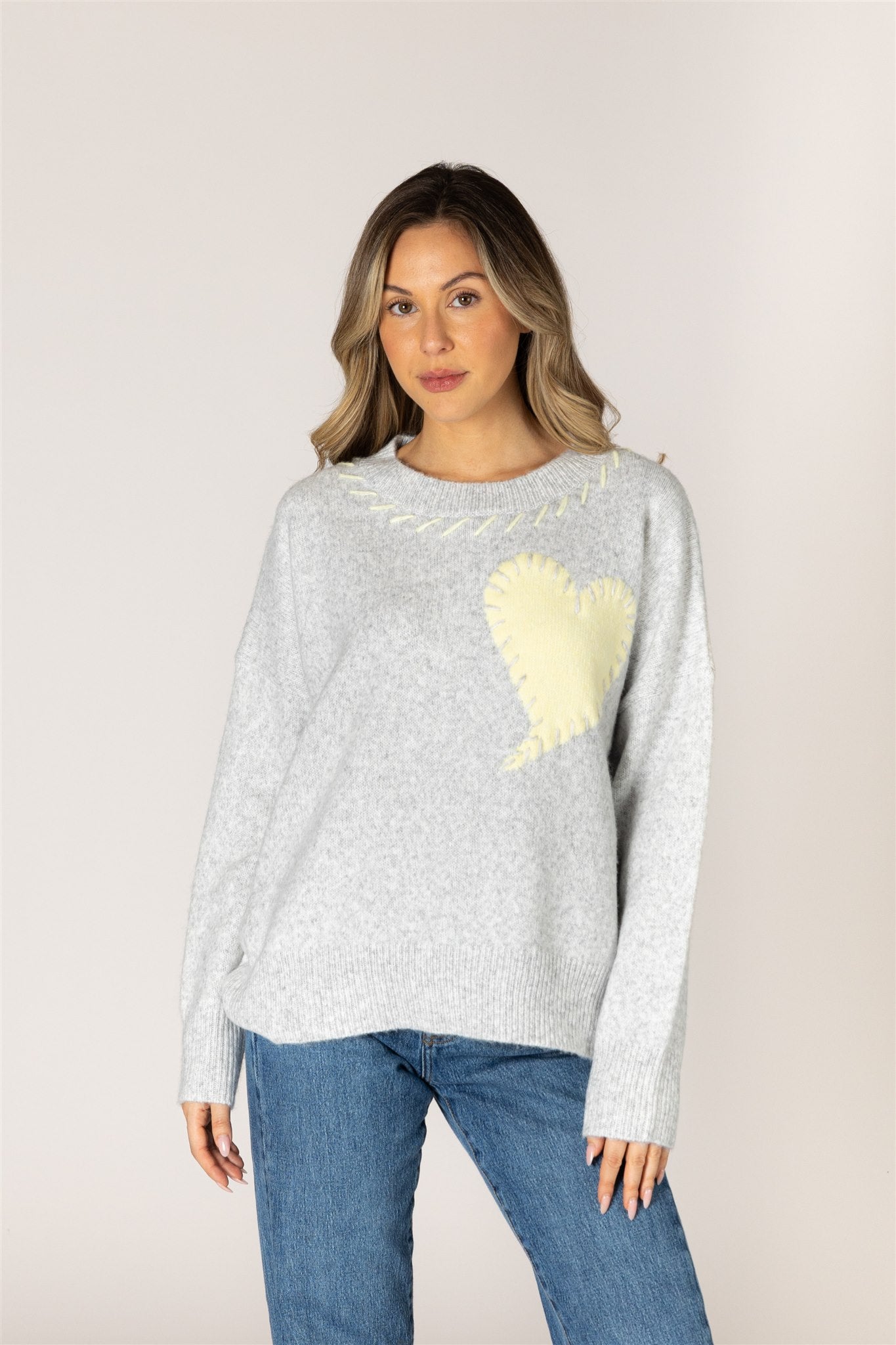 LYLA & LUXE - HEART HEART CREW SWEATER