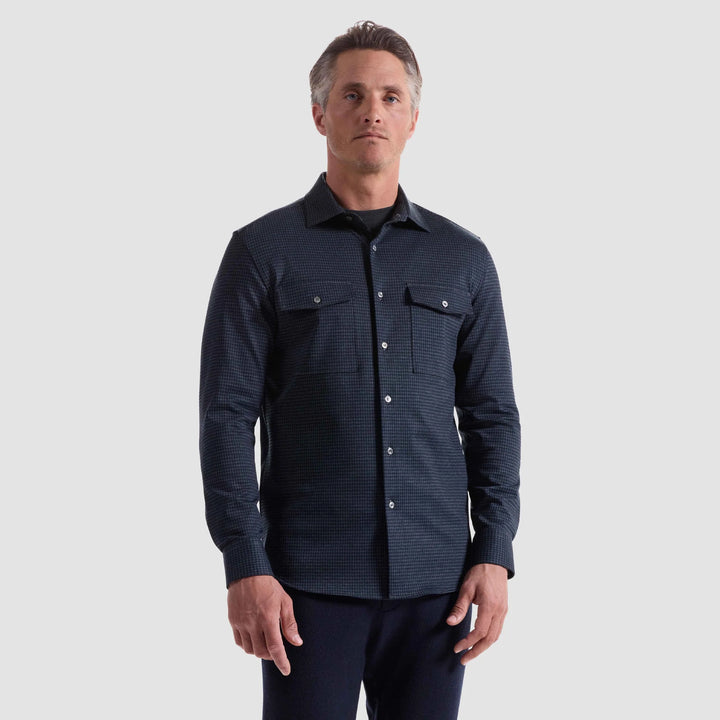 BUGATCHI- MEN'S HOUNDSTOOTH KNIT SHIRT