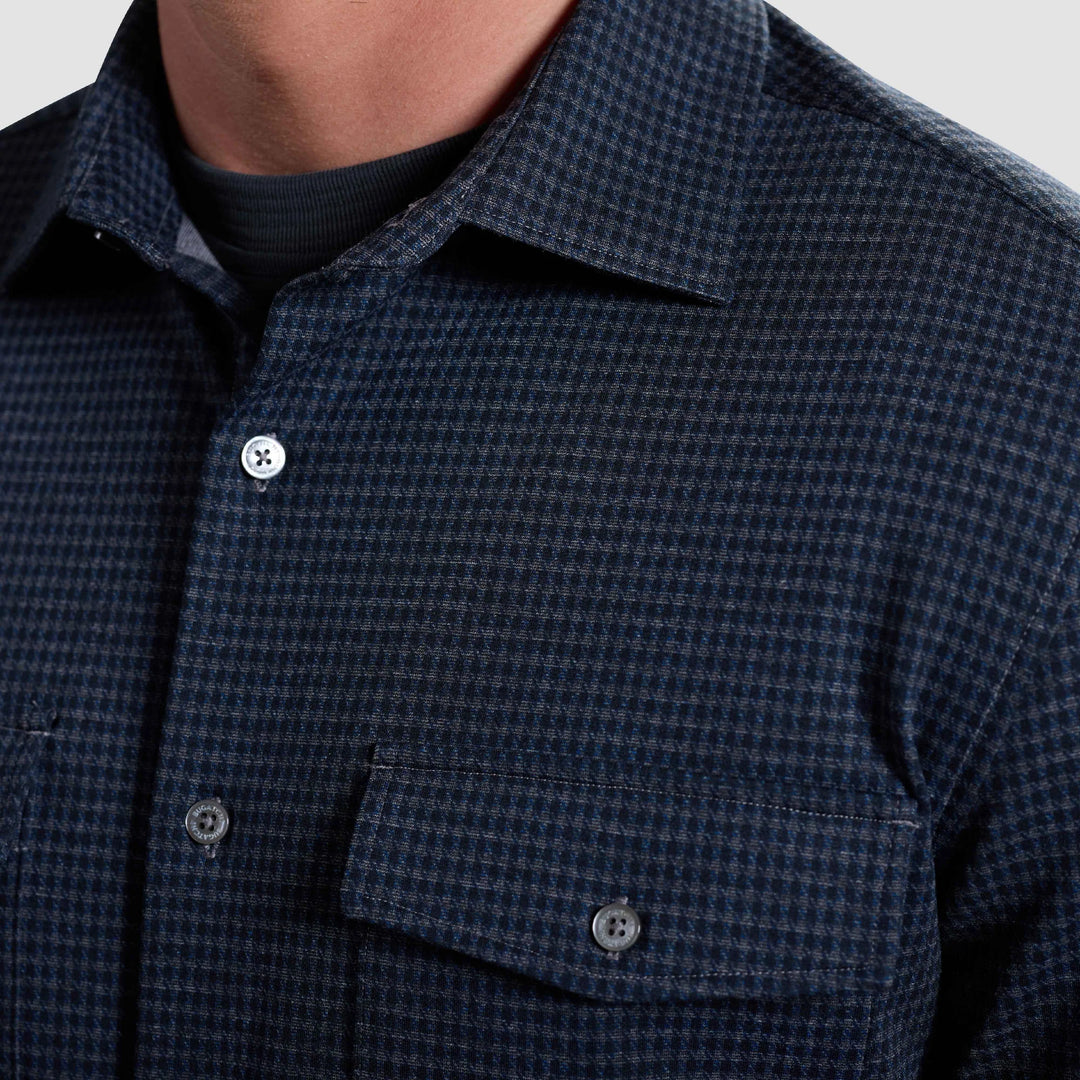 BUGATCHI- MEN'S HOUNDSTOOTH KNIT SHIRT