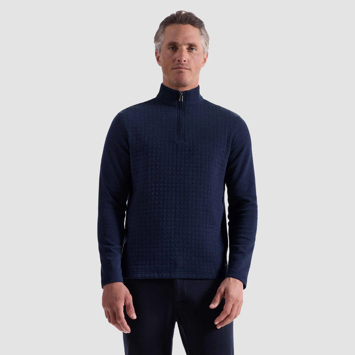 BUGATCHI- MEN'S HEATHERED WAFFLE KNIT QUARTER ZIP