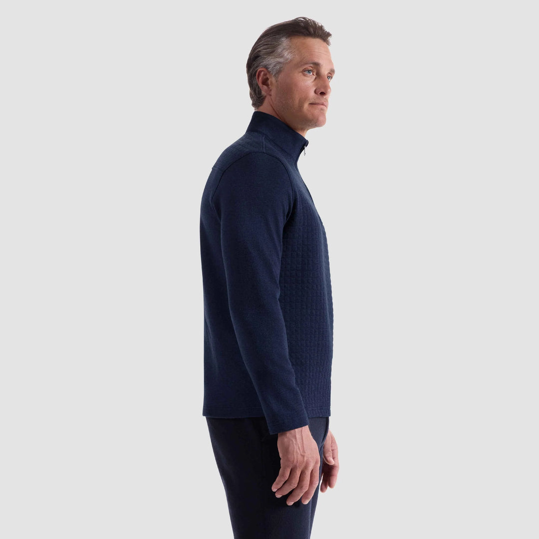 BUGATCHI- MEN'S HEATHERED WAFFLE KNIT QUARTER ZIP
