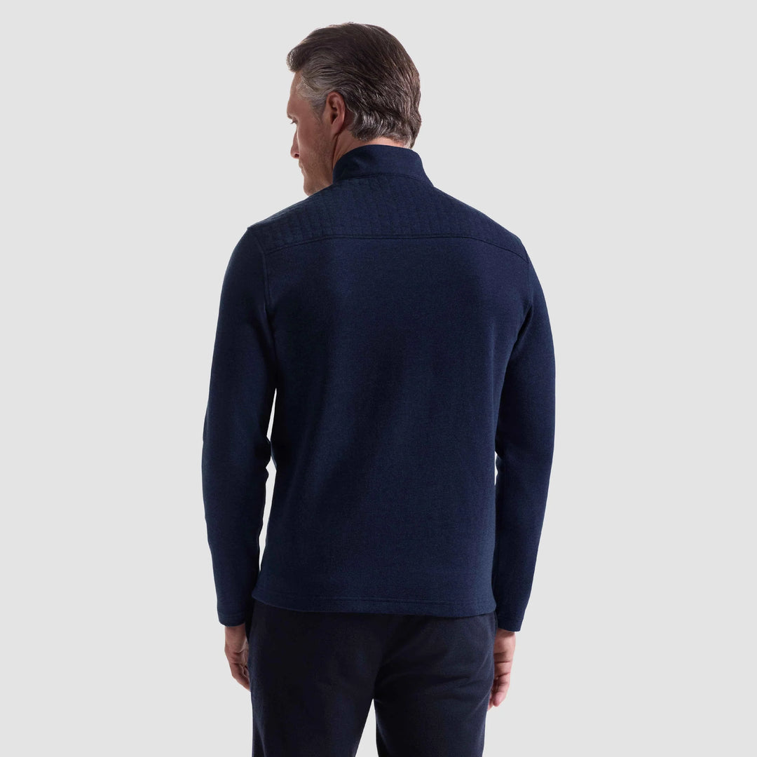 BUGATCHI- MEN'S HEATHERED WAFFLE KNIT QUARTER ZIP