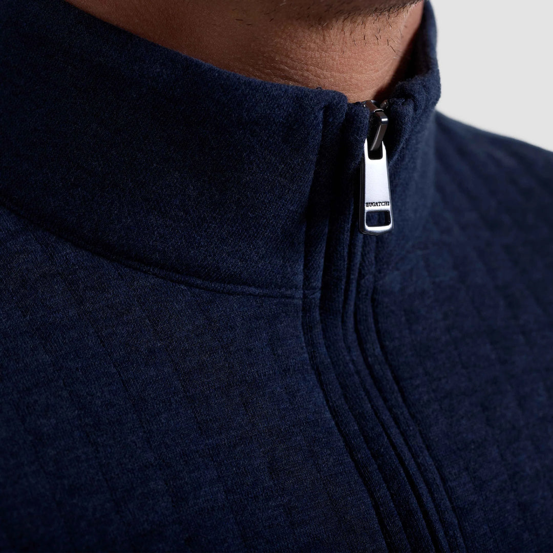 BUGATCHI- MEN'S HEATHERED WAFFLE KNIT QUARTER ZIP