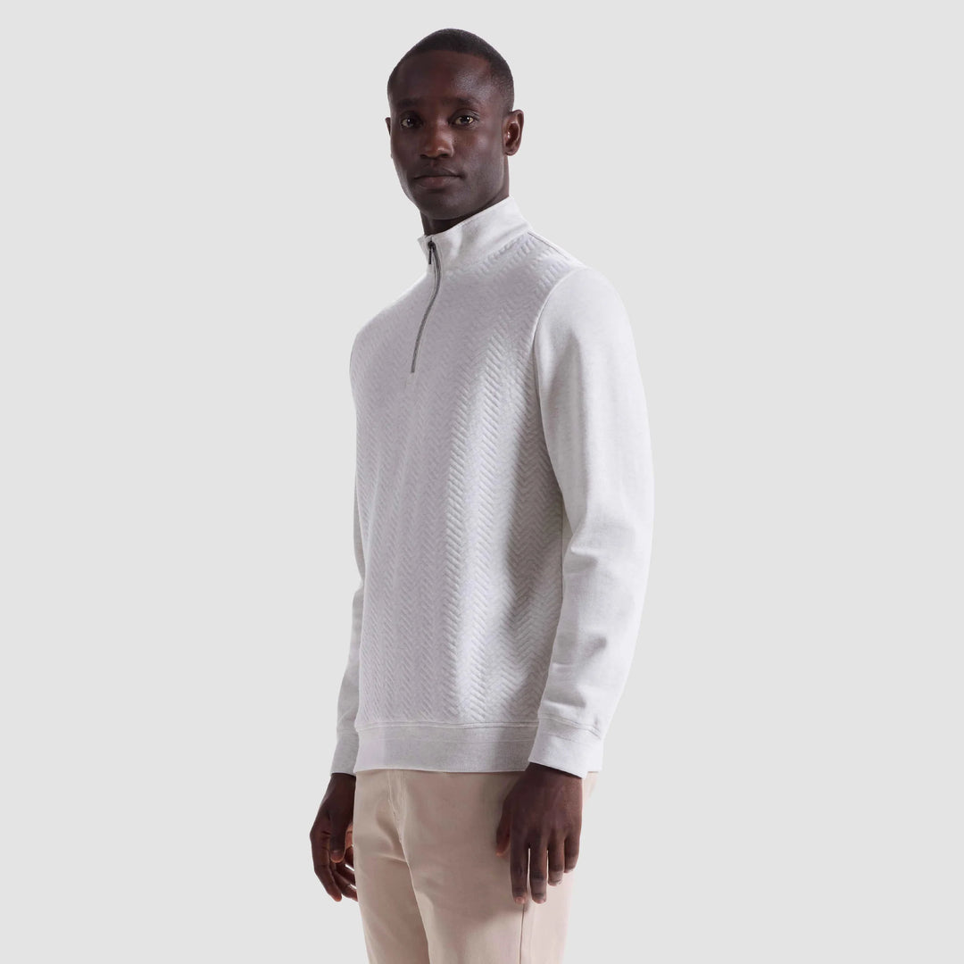 BUGATCHI - MENS Chevron Melange Quarter Zip Pullover