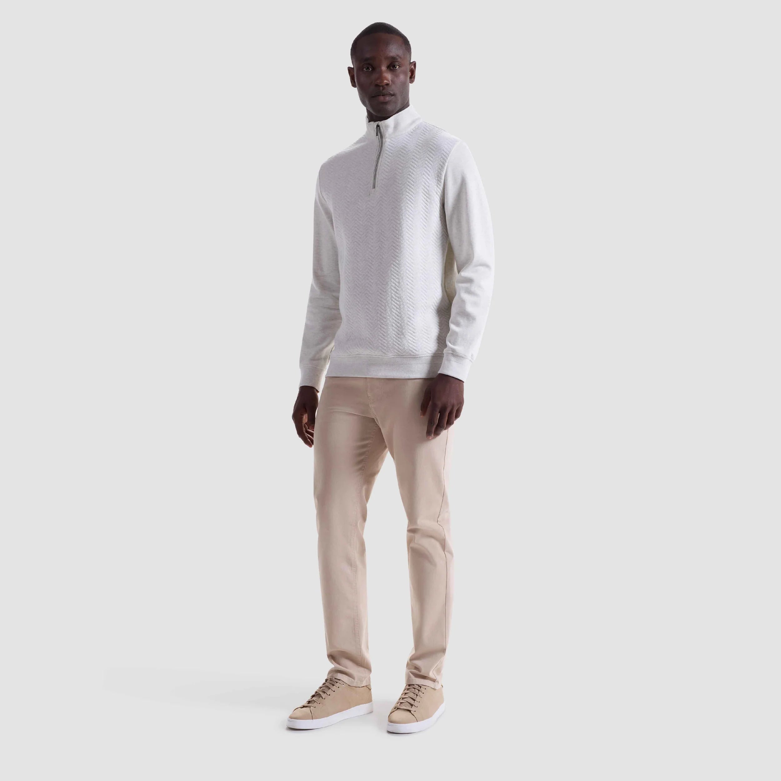 BUGATCHI - MENS Chevron Melange Quarter Zip Pullover