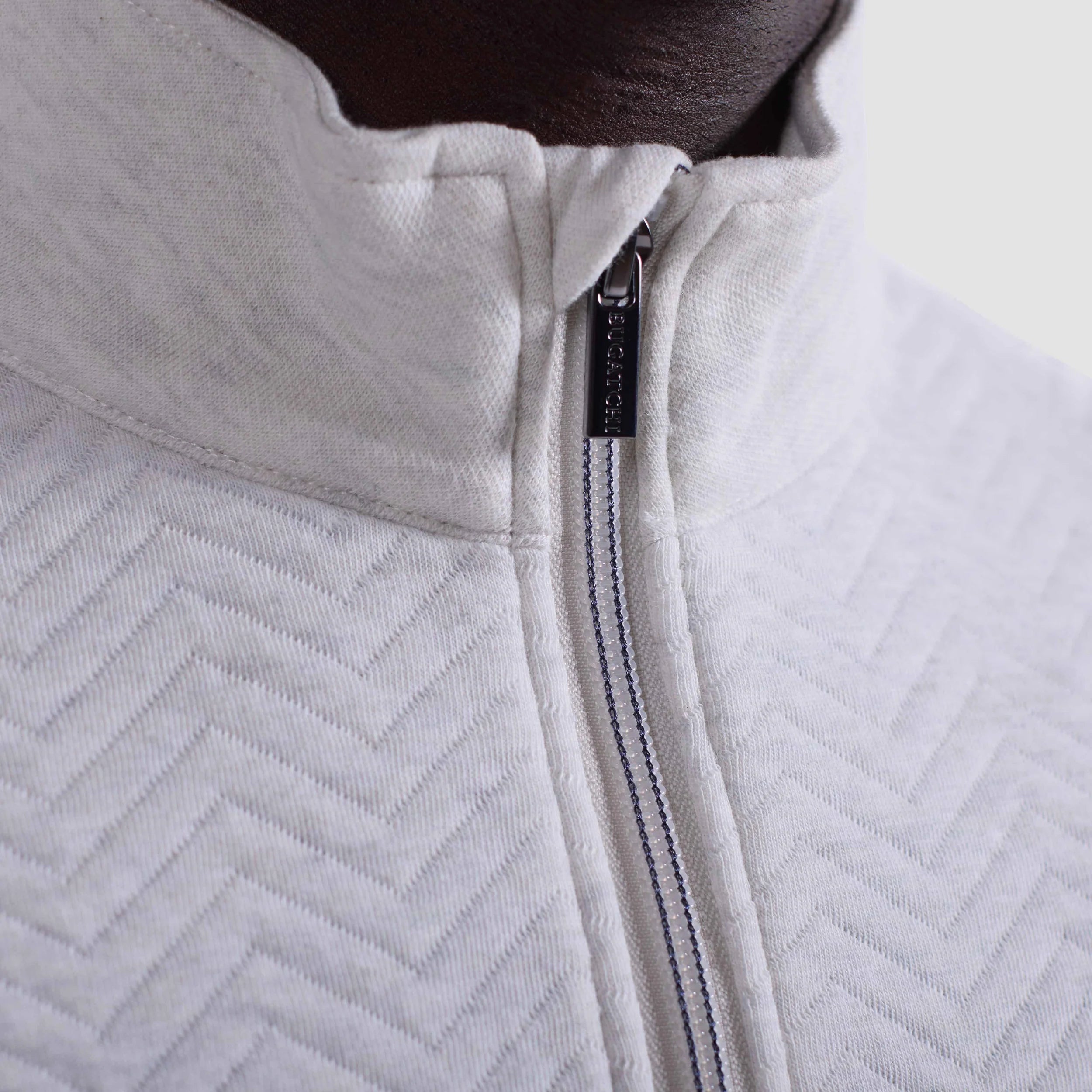 BUGATCHI - MENS Chevron Melange Quarter Zip Pullover