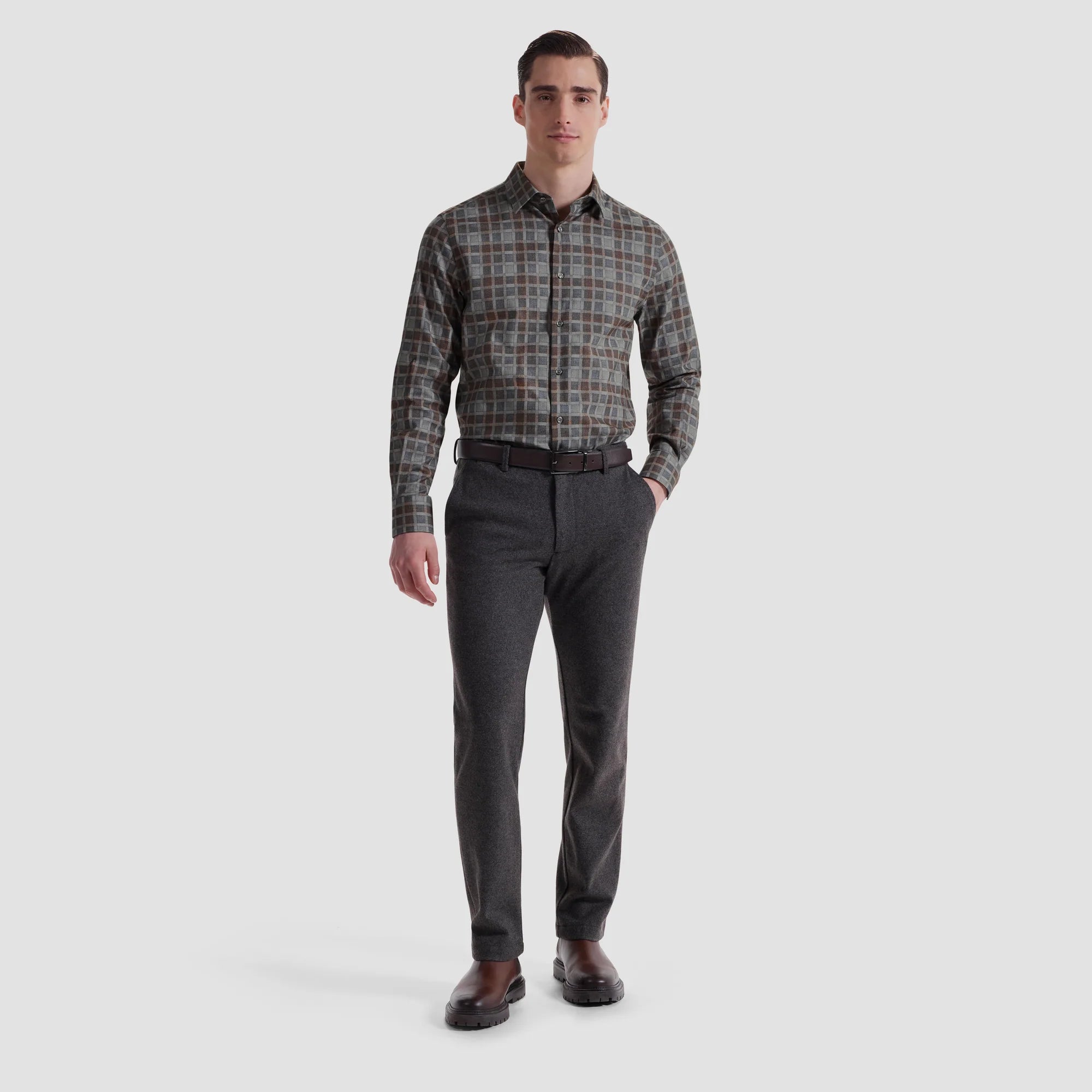 BUGATCHI- MEN'S JULIAN WINDOWPANE SHIRT