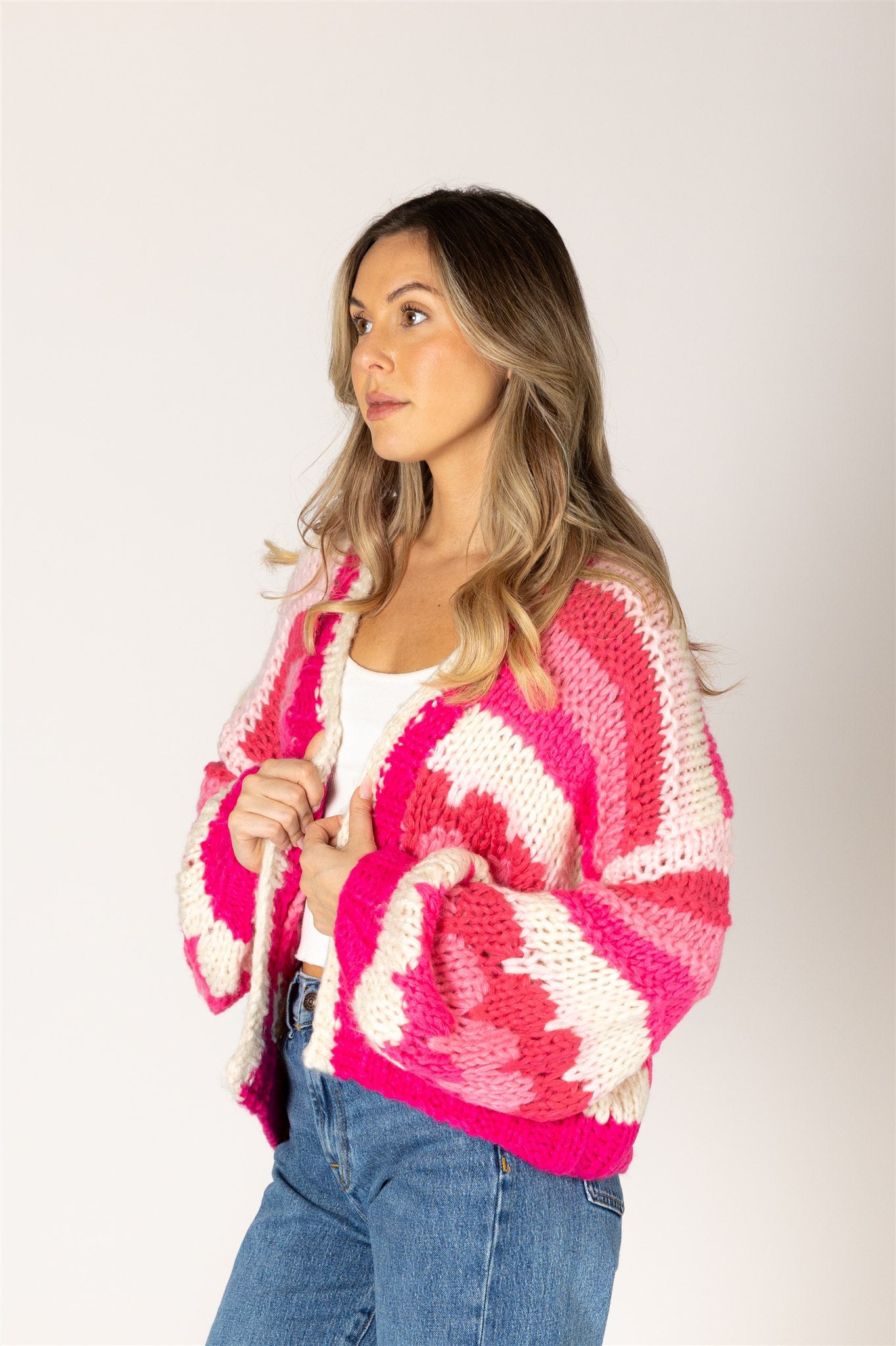 LYLA & LUXE - HUNTER HAND KNIT STRIPE CARDI
