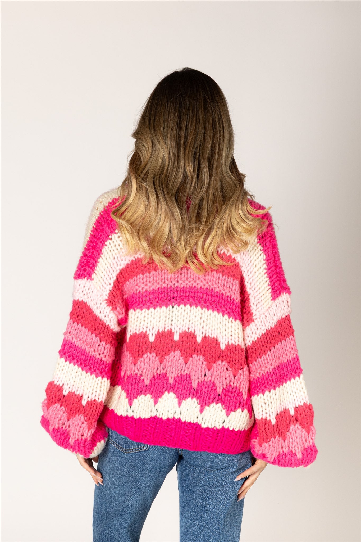 LYLA & LUXE - HUNTER HAND KNIT STRIPE CARDI
